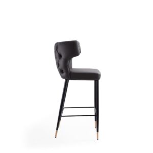 Manhattan Comfort Holguin 41.34 in. Grey, Black and Gold Wooden Barstool