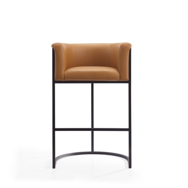 Manhattan Comfort Cosmopolitan 37.8 in. Camel and Black Metal Barstool