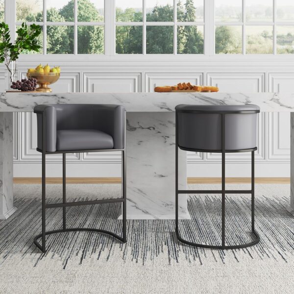 Manhattan Comfort Cosmopolitan 37.8 in. Grey and Black Metal Barstool