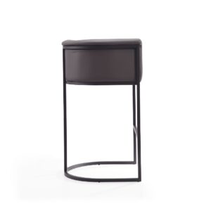 Manhattan Comfort Cosmopolitan 37.8 in. Pebble and Black Metal Barstool