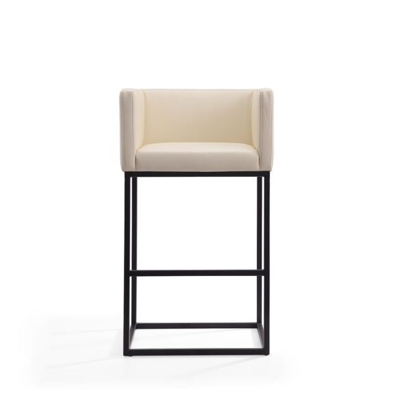 Manhattan Comfort Embassy 38 in. Cream and Black Metal Barstool