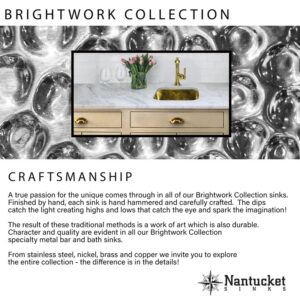 Nantucket OVS Brightwork Home Collections 17.75 x 13.75 Inch Hand Hammered Stainless Steel Oval Undermount Bathroom Sink