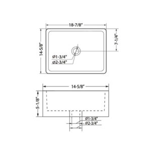 Blossom C04 1915 18 7/8 Inch Vessel Ceramic Rectangular Bathroom Sink