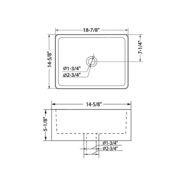 Blossom C04 1915 18 7/8 Inch Vessel Ceramic Rectangular Bathroom Sink