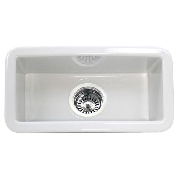 Nantucket Sinks CAPE189 Cape 9 1/4 Inch Single Bowl Fireclay Dualmount Bar-Prep Kitchen Sink - White