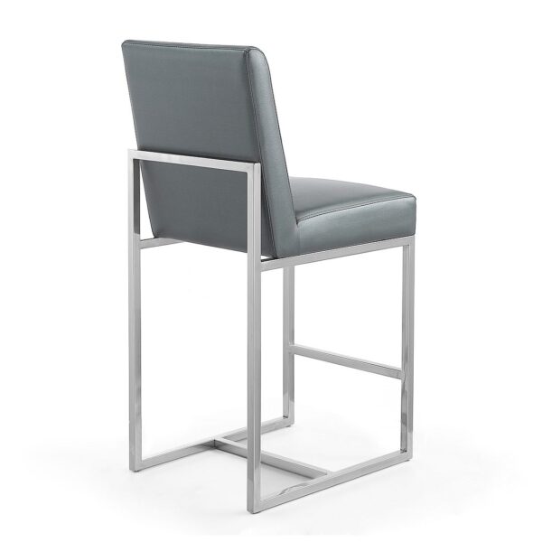 Manhattan Comfort Element 37.2 in. Graphite and Polished Chrome Stainless Steel Counter Height Bar Stool