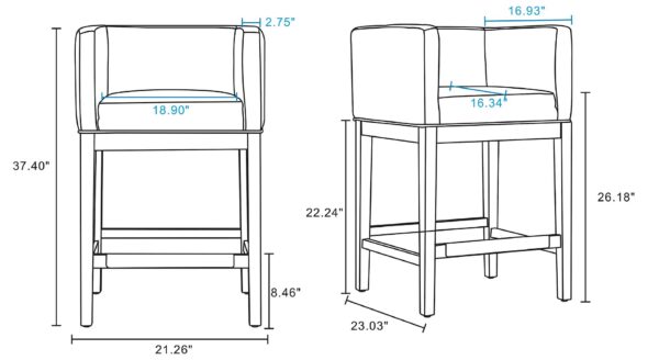 Manhattan Comfort Kingsley 34 in. Black and Dark Walnut Beech Wood Counter Height Bar Stool