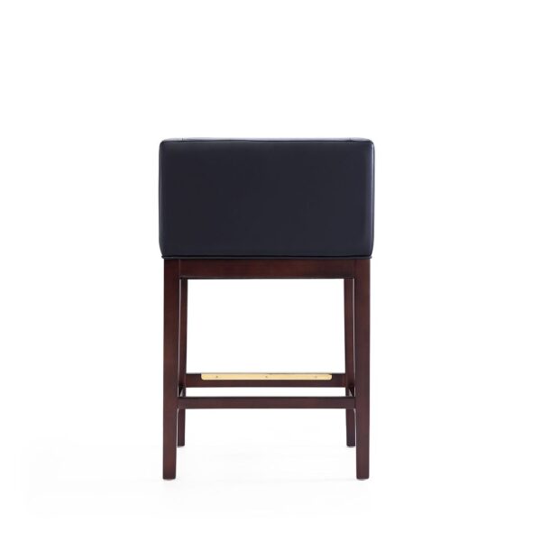 Manhattan Comfort Kingsley 34 in. Black and Dark Walnut Beech Wood Counter Height Bar Stool