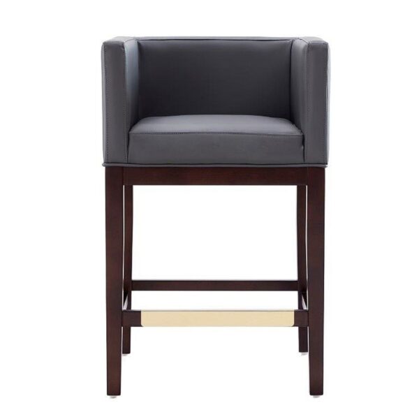 Manhattan Comfort Kingsley 34 in. Grey and Dark Walnut Beech Wood Counter Height Bar Stool