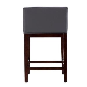 Manhattan Comfort Kingsley 34 in. Grey and Dark Walnut Beech Wood Counter Height Bar Stool