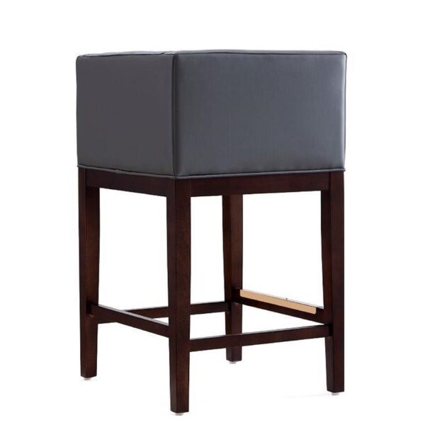 Manhattan Comfort Kingsley 34 in. Grey and Dark Walnut Beech Wood Counter Height Bar Stool