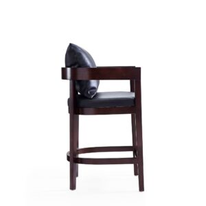 Manhattan Comfort Ritz 34 in. Black and Dark Walnut Beech Wood Counter Height Bar Stool