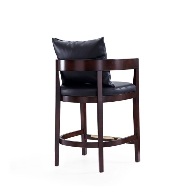 Manhattan Comfort Ritz 34 in. Black and Dark Walnut Beech Wood Counter Height Bar Stool