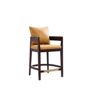 Manhattan Comfort Ritz 34 in. Camel and Dark Walnut Beech Wood Counter Height Bar Stool