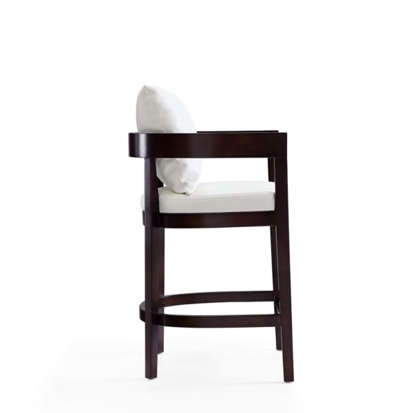 Manhattan Comfort Ritz 34 in. Ivory and Dark Walnut Beech Wood Counter Height Bar Stool