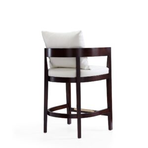 Manhattan Comfort Ritz 34 in. Ivory and Dark Walnut Beech Wood Counter Height Bar Stool