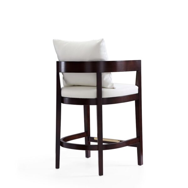 Manhattan Comfort Ritz 34 in. Ivory and Dark Walnut Beech Wood Counter Height Bar Stool