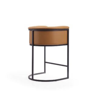 Manhattan Comfort Cosmopolitan 33.8 in. Camel and Black Metal Counter Height Bar Stool