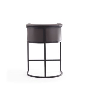 Manhattan Comfort Cosmopolitan 33.8 in. Pebble and Black Metal Counter Height Bar Stool