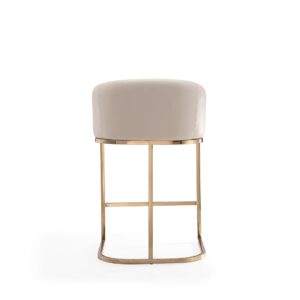 Manhattan Comfort Louvre 36 in. Cream and Titanium Gold Stainless Steel Counter Height Bar Stool