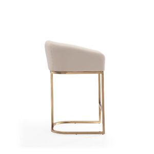 Manhattan Comfort Louvre 36 in. Cream and Titanium Gold Stainless Steel Counter Height Bar Stool