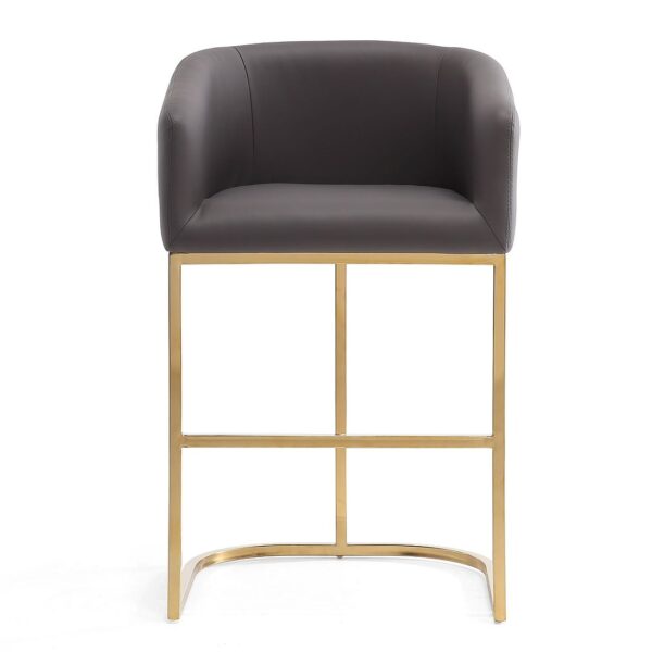 Manhattan Comfort Louvre 36 in. Grey and Titanium Gold Stainless Steel Counter Height Bar Stool