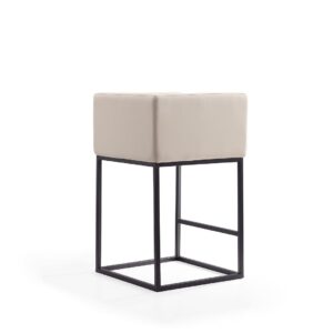 Manhattan Comfort Embassy 34 in. Cream and Black Metal Counter Height Bar Stool