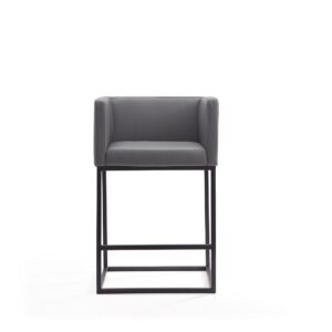 Manhattan Comfort Embassy 34 in. Grey and Black Metal Counter Height Bar Stool