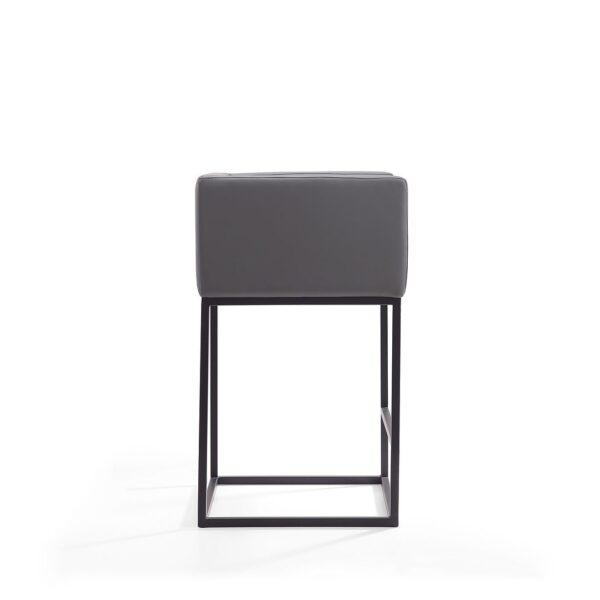 Manhattan Comfort Embassy 34 in. Grey and Black Metal Counter Height Bar Stool