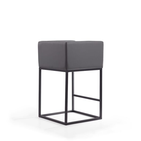 Manhattan Comfort Embassy 34 in. Grey and Black Metal Counter Height Bar Stool