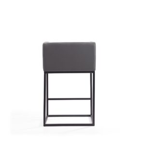 Manhattan Comfort Embassy 34 in. Grey and Black Metal Counter Height Bar Stool