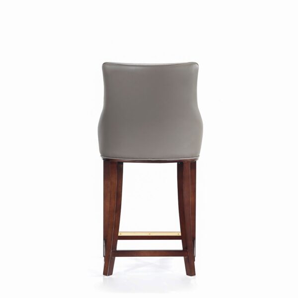 Manhattan Comfort Modern Shubert Counter Stool Upholstered in Dark Taupe Leatherette with Beech Wood Legs