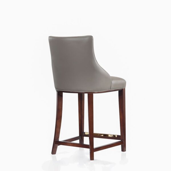 Manhattan Comfort Modern Shubert Counter Stool Upholstered in Dark Taupe Leatherette with Beech Wood Legs