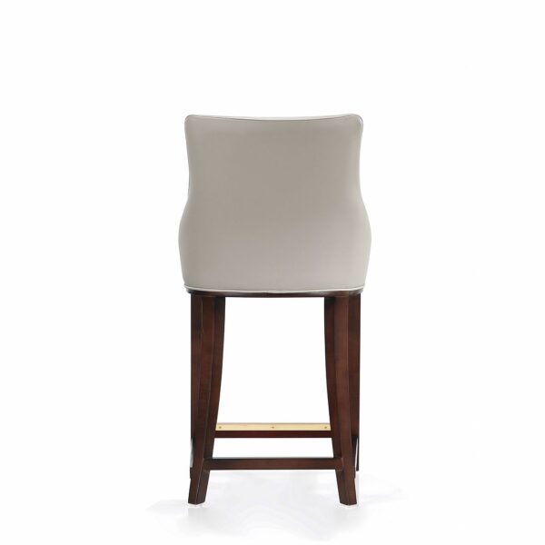 Manhattan Comfort Modern Shubert Counter Stool Upholstered in Light Grey Leatherette with Beech Wood Legs