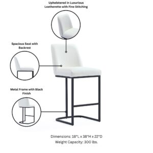 Manhattan Comfort Serena Modern Leatherette Upholstered Counter Stool in White