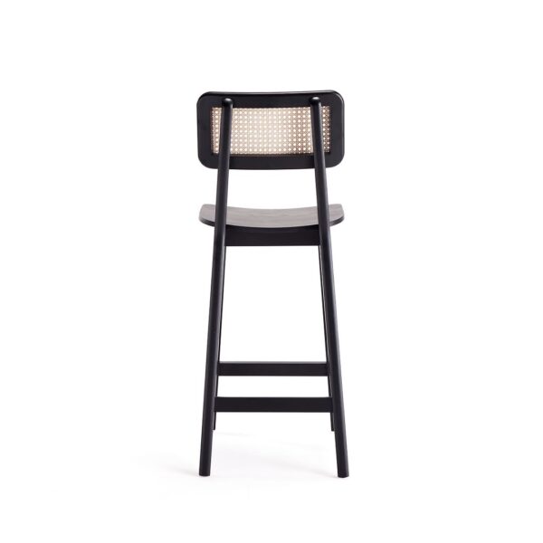 Manhattan Comfort Versailles Counter Stool in Black and Natural Cane