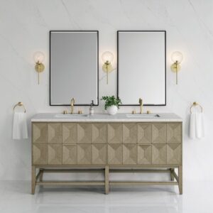 James Martin D100-V72-PBO-3EJP Emmeline 72 Inch Double Vanity in Pebble Oak with Eternal Jasmine Pearl Top