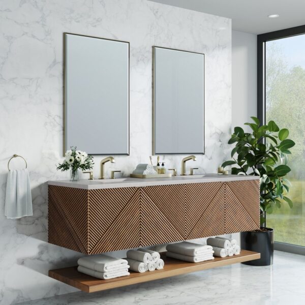 James Martin D200-V72-CSN-3ESR Marcello 72 Inch Chestnut Double Vanity with 3CM Eternal Serena Top