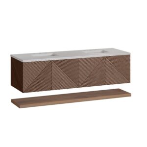 James Martin D200-V72-CSN-3ESR Marcello 72 Inch Chestnut Double Vanity with 3CM Eternal Serena Top