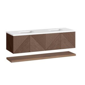 James Martin D200-V72-CSN-3WZ Marcello 72 Inch Chestnut Double Vanity with 3CM White Zeus Top