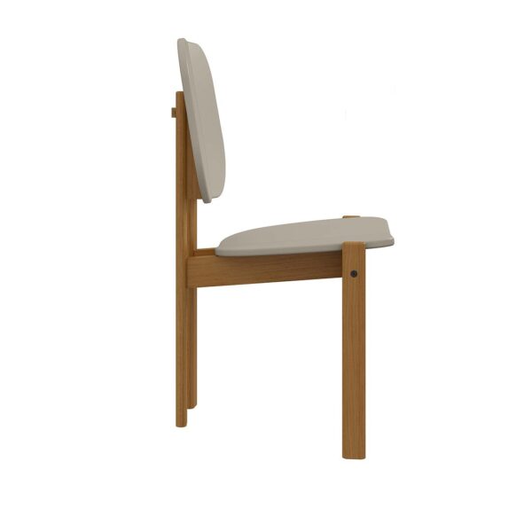 Manhattan Comfort Mid-Century Modern Gales Dining Chair with Solid Wood Legs in Greige - Set of 2