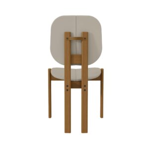 Manhattan Comfort Mid-Century Modern Gales Dining Chair with Solid Wood Legs in Greige - Set of 2