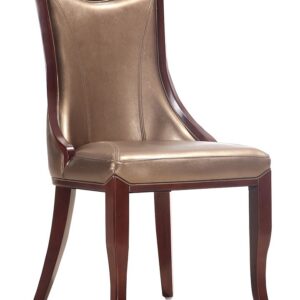 Manhattan Comfort Emperor Bronze and Walnut Faux Leather Dining Chair (Set of Two)