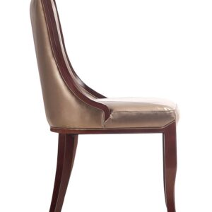 Manhattan Comfort Emperor Bronze and Walnut Faux Leather Dining Chair (Set of Two)