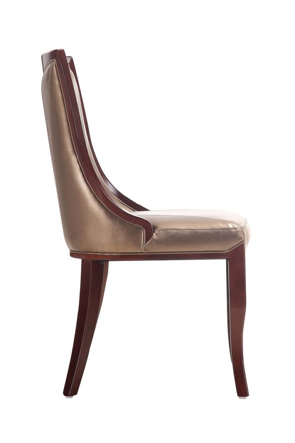 Manhattan Comfort Emperor Bronze and Walnut Faux Leather Dining Chair (Set of Two)