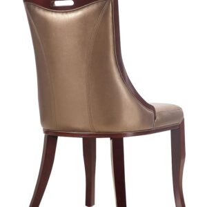 Manhattan Comfort Emperor Bronze and Walnut Faux Leather Dining Chair (Set of Two)