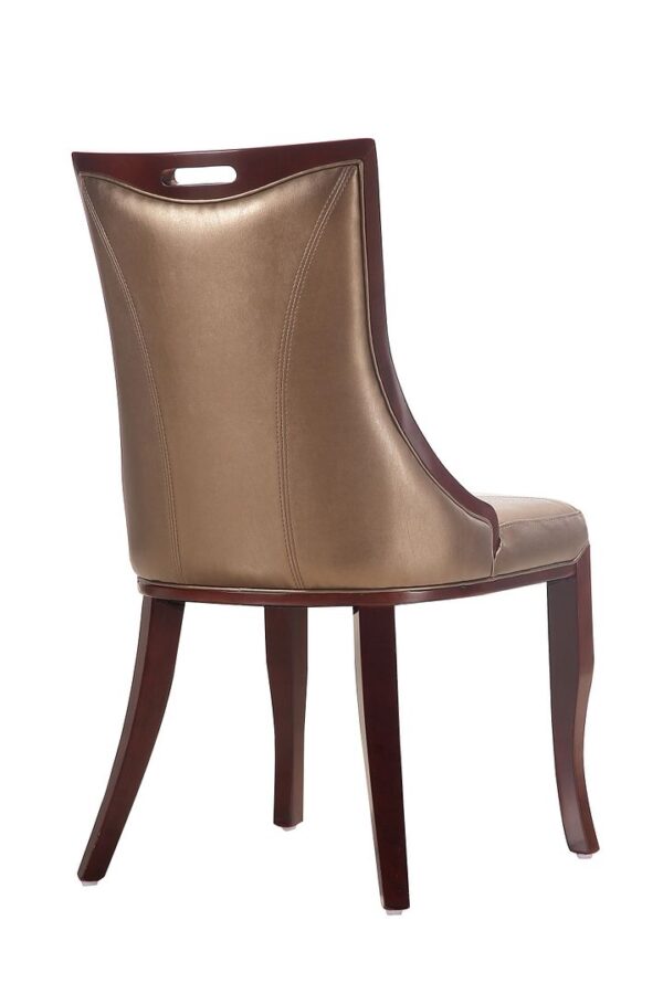 Manhattan Comfort Emperor Bronze and Walnut Faux Leather Dining Chair (Set of Two)