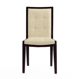 Manhattan Comfort Executor Cream and Walnut Faux Leather Dining Chairs (Set of Two)