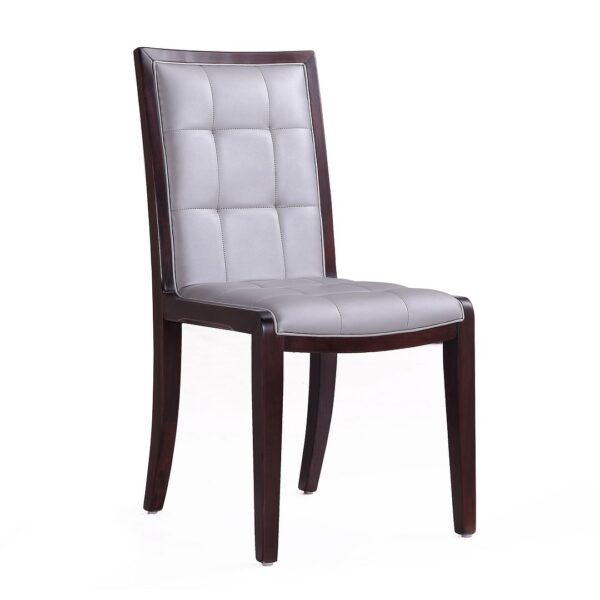 Manhattan Comfort Executor Silver and Walnut Faux Leather Dining Chairs (Set of Two)