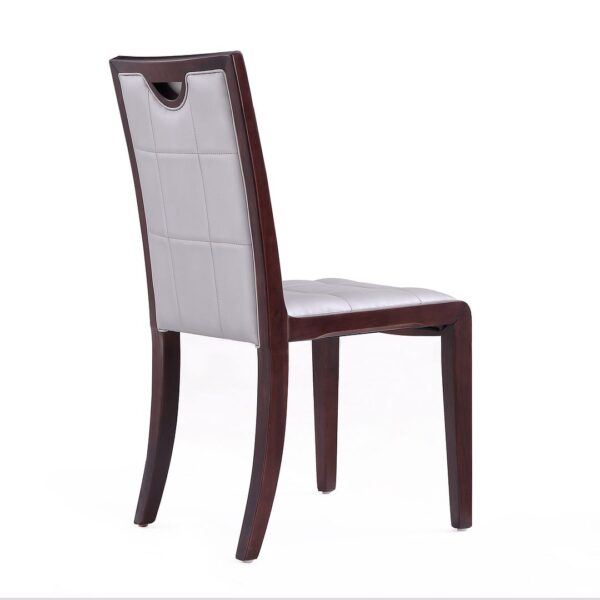 Manhattan Comfort Executor Silver and Walnut Faux Leather Dining Chairs (Set of Two)